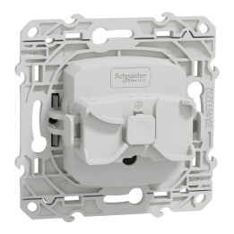 Schneider - Odace - Prise de courant Rénovation - Aluminium - 2P+T - 16A - 250V - Réf : S530049