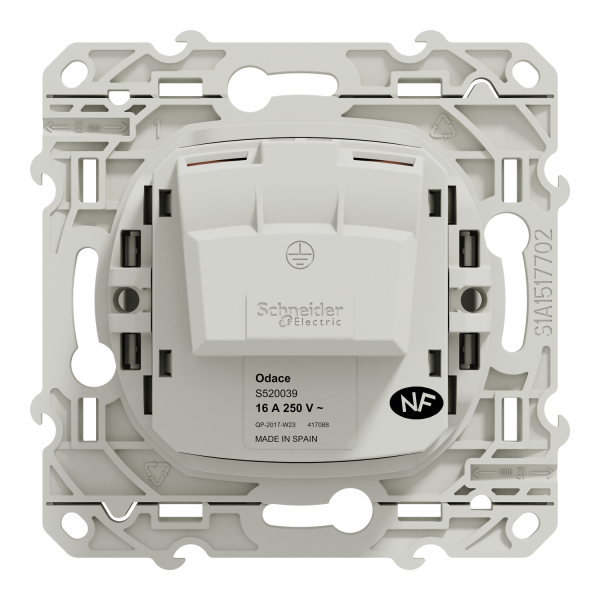 Schneider - Odace - Prise de courant - connexion à VIS - Blanc - 2P+T 16A - 250V - Réf : S520039
