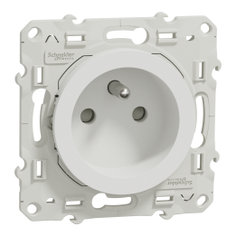 Schneider - Odace - Prise de courant - connexion à VIS - Blanc - 2P+T 16A - 250V - Réf : S520039