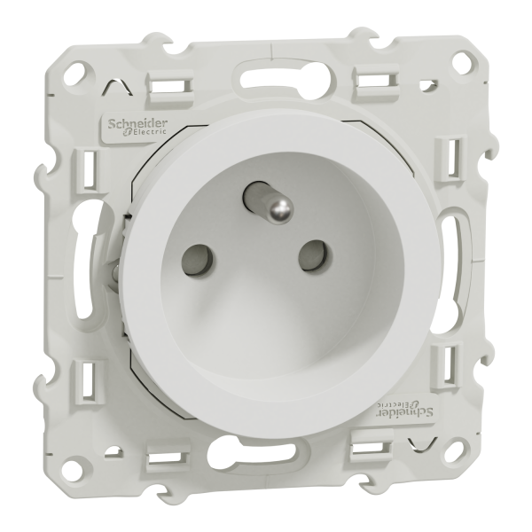 Schneider - Odace - Prise de courant - connexion à VIS - Blanc - 2P+T 16A - 250V - Réf : S520039