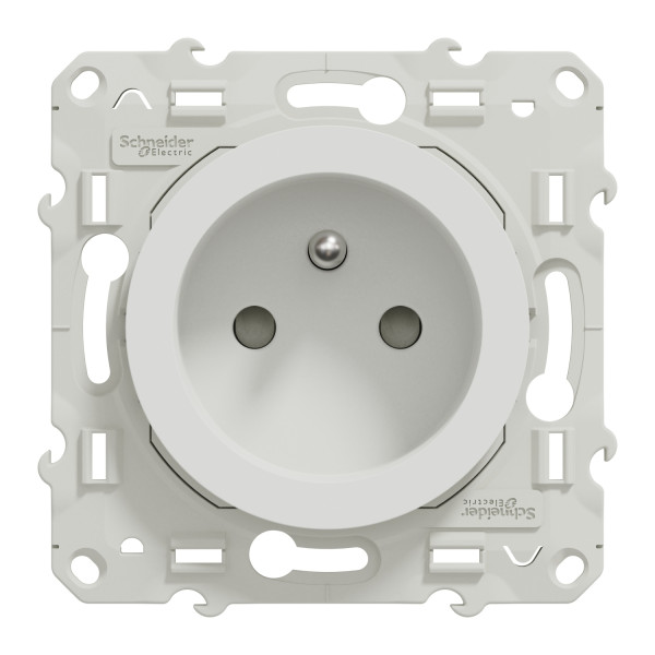 Schneider - Odace - Prise de courant - connexion à VIS - Blanc - 2P+T 16A - 250V - Réf : S520039