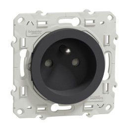 Schneider - Odace - Prise de courant - connexion à VIS - Anthracite - 2P+T 16A - 250V - Réf : S540039
