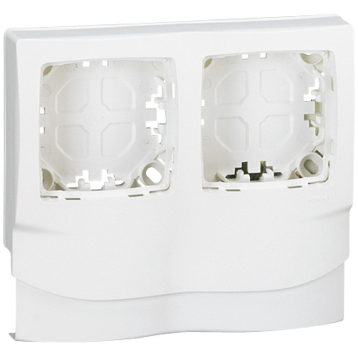 Legrand - Oteo - Cadre saillie 2 postes - Pose le long des moulures DLPlus ép. 12,5 - Composable - Blanc - Ref : 031414L
