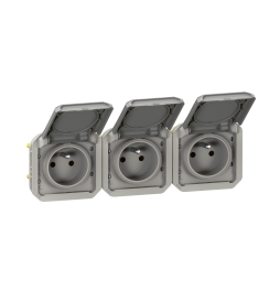 Legrand Plexo - Triple prise 2P+T - 16A - 230V - composable - précâblée - horizontale - IP55/IK07 - 069564L