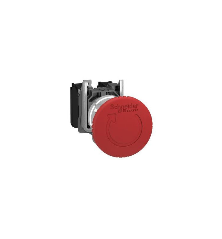 40 mm diamètre tête métal plaqué chrome collerette Schneider Electric XB4BS8445 Harmony arrêt d/'urgence tourner pour déverrouiller 1O+1F rouge 22 mm diamètre de fixation