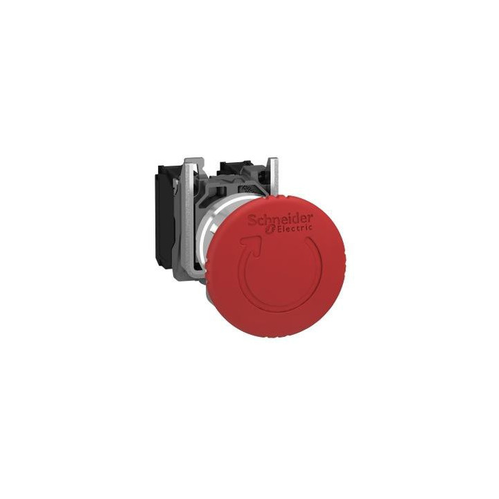 Schneider - HarmonyXB4 - Arrêt d'urgence rouge Ø22 tête Ø 40 tourner pour déverrouiller 1O+1F - Réf : XB4BS8445