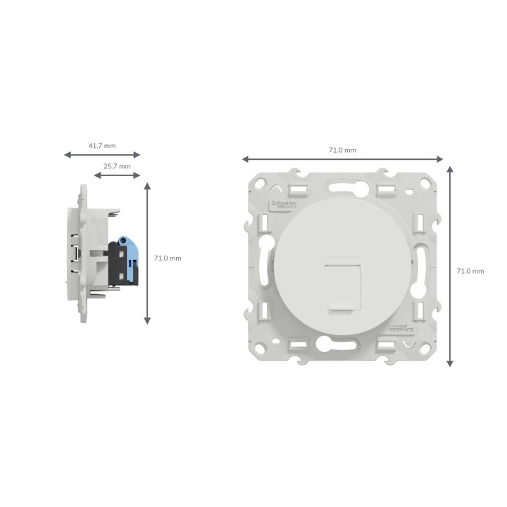 Schneider - Odace - Prise RJ45 Grade 3 - blanc - Catégorie 6 STP - Multimédia - IDC - Réf : S520476