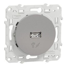 Schneider - Odace - Prise USB - 5V - ALUMINIUM - Réf : S530408