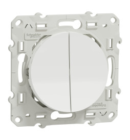 Schneider - Odace 2011 - Va-et-vient + poussoir - 10A - 250V - Blanc - Réf : S520285
