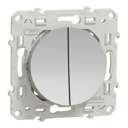 Schneider - Odace - Va-et-vient + poussoir - ALUMINIUM - 10A - 250V - Réf : S530285