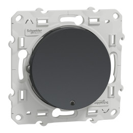 Schneider - Odace - Bouton poussoir - anthracite - lumineux LED bleu - 10A - 250V - Réf : S540276