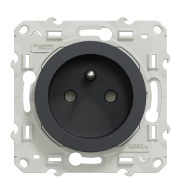 Schneider - Prise de courant Odace - Anthracite - 2P+T - 16A - 250V - Bornes auto - Réf : S540059