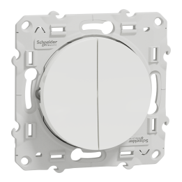 Schneider - Odace - Double Poussoir - blanc - 10A - 250V - Réf : S520216