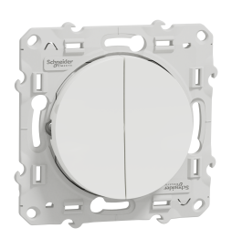 Schneider - Odace 2011 - Double Poussoir - 10A - 250V - Blanc - Ref : S520216