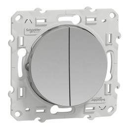 Schneider - Odace - Double Poussoir - aluminium - 10A - 250V - Réf : S530216