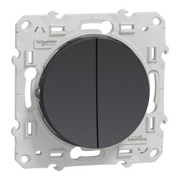 Schneider - Odace - Double Poussoir - anthracite - 10A - 250V - Réf : S540216