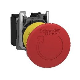 Schneider - Harmony XB5 - Arrêt d'urgence Rouge Ø22 tête Ø 40 - Tourner pour déverrouiller- 2 contacts : 1O+1F - Réf : XB5AS8445