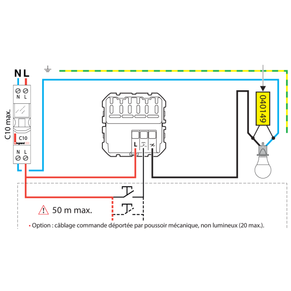 Legrand - Mosaic - Interrupteur variateur universel 2 fils sans neutre - Complet - Blanc - Réf : 078407A+277802L+080251