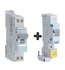 Hager - Disjoncteur 20A courbe C avec Bloc différentiel 40A type HPI - Réf : BDF240F + MJT720