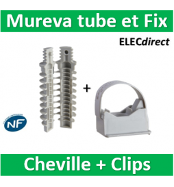Schneider - Mureva FIX - Instalclip pour conduits Ø16 et Ø20 mm + cheville D.8 - Gris - ENN45020+ENN48934