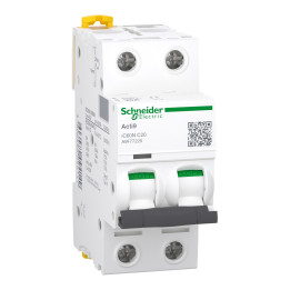 Schneider - Acti9 - iC60N - Disjoncteur - 2P - 20A - 6kA - courbe C - Réf : A9F77220