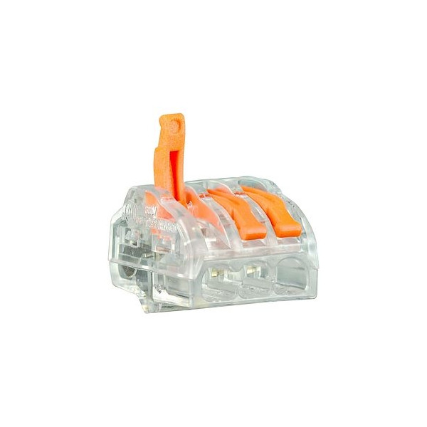 Capri - Connecteurs à levier 3 entrées pour fil rigide ou souple 0,5 à 4 mm (boite de 75 borniers) - Réf : 308103