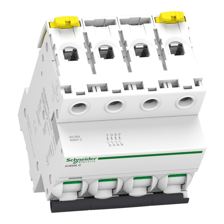 Schneider - Acti9 - iC60N - Disjoncteur - 4P - 16A - courbe C - 6000A/10kA - Réf : A9F77416