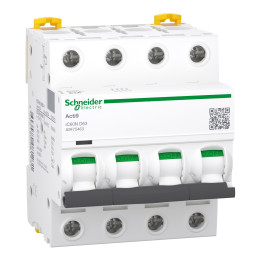 Schneider - Acti9 - iC60N - Disjoncteur - 4P - 63A - 6kA - courbe D - Réf : A9F75463