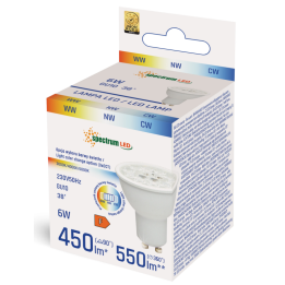 Spectrum - Ampoule LED GU10 CCT 6W - Angle 38° - 3000/4000/6000K - 550lm - Réf : WOJ+14703