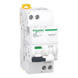 Schneider - Acti9 - iDD40T - Disj diff - 10A - 1P+N - type AC - 6kA - 30mA - Réf : A9DA2610