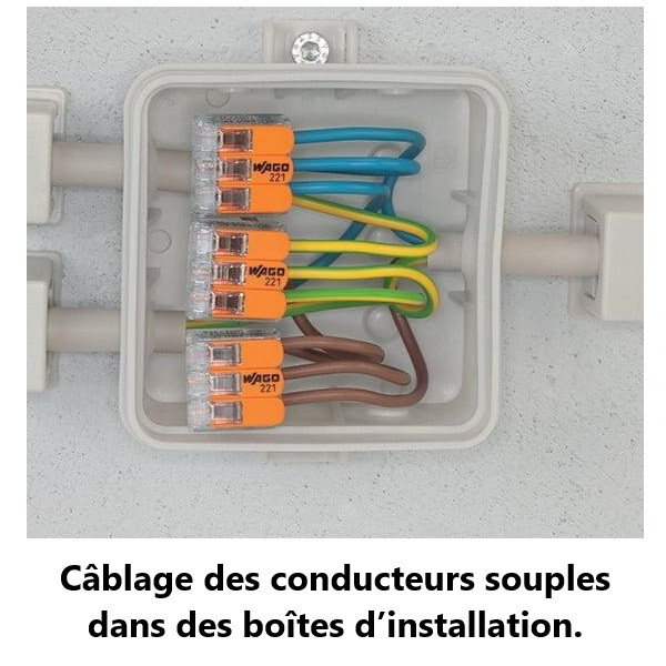 WAGO - LOT de 3 Bornes auto fils Souple / Rigide 3 x (0.5 à 6mm2) - Réf.: WAG 221-613x3