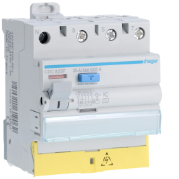 Hager - Inter dif - 3P+N 25A - 30mA - type AC - à bornes décalées - Réf : CDC825F