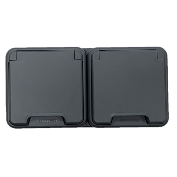 Eur'Ohm - OXXO - Double prise 2P+T horizontale - Saillie - IP55 - IK08 - Connexion automatique - Anthracite - Réf : 60841
