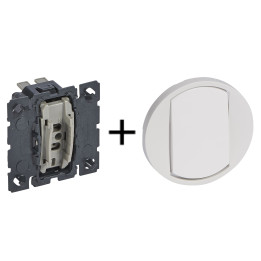 Legrand Céliane - Mécanisme + enjoliveur blanc - Va et vient 10A - Réf : 067001+068001