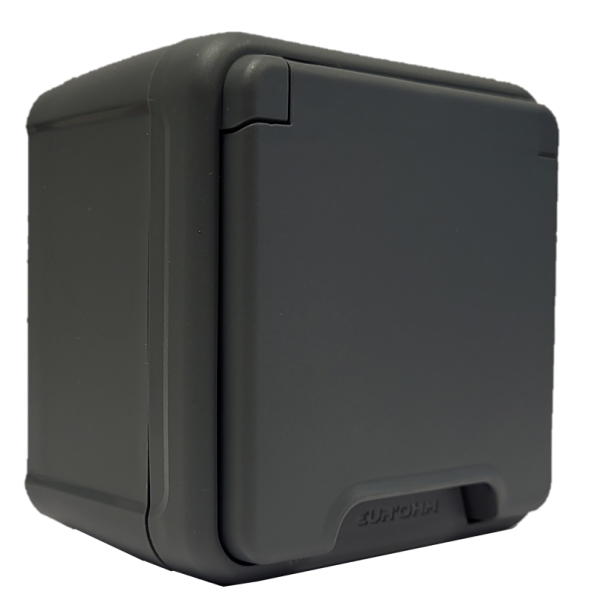 Eur'Ohm - OXXO - Prise de courant 2P+T - Saillie - IP55 - IK08 - Connexion automatique - Anthracite - Réf : 60840