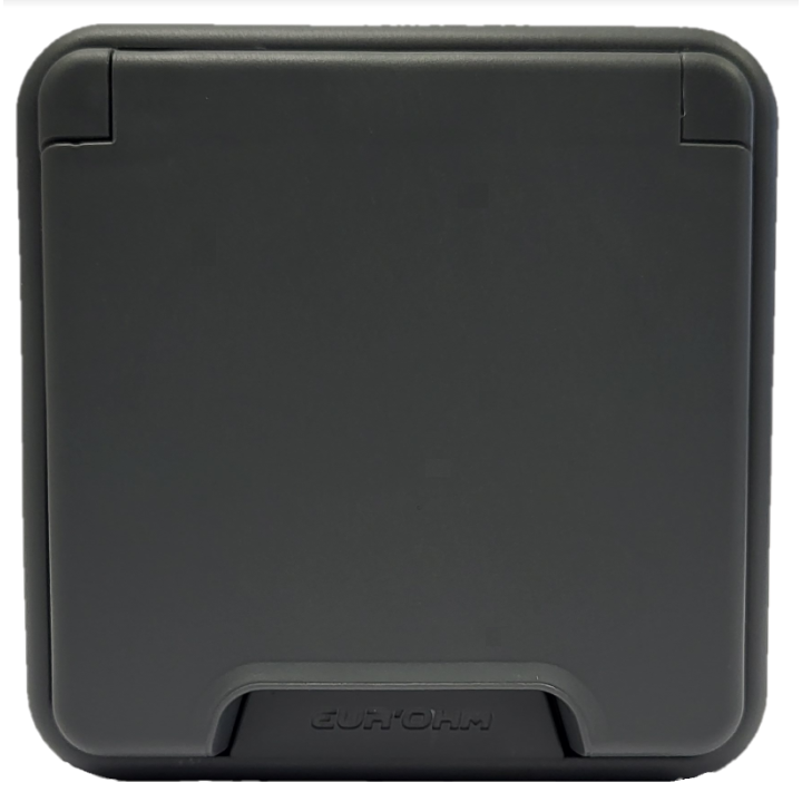 Eur'Ohm - OXXO - Prise de courant 2P+T - Saillie - IP55 - IK08 - Connexion automatique - Anthracite - Réf : 60840