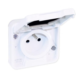 Eur'Ohm - OXXO - Prise de courant 2P+T - Encastrée - IP55 - IK08 - Blanc - Réf : 60898