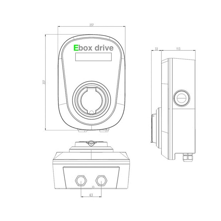 Ebox drive - Borne de recharge Plug and Play - 7KW - 32A - 220V - Monophasée AC - Réf : EBOX7KWT2SPP