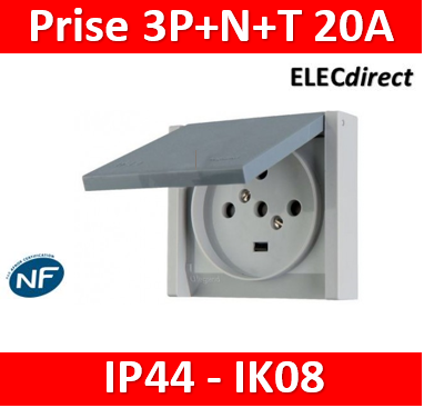 Legrand Plexo - Socle à encastrer - prise étanche Plexo 20 A - 3P+N+T -  IP44-IK08 - gris- 055708 - ELECdirect Vente Matériel Électrique