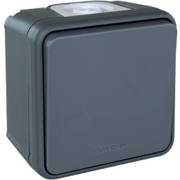 Eur'Ohm - OXXO - Interrupteur Va et Vient - Saillie - IP55 - IK08 - Connexion automatique - Anthracite - Réf : 60800