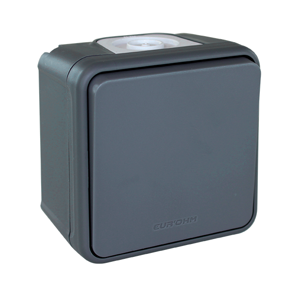 Eur'Ohm - OXXO - Interrupteur Va et Vient - Saillie - IP55 - IK08 - Connexion automatique - Anthracite - Réf : 60800