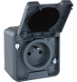 Eur'Ohm - OXXO - Prise de courant 2P+T - Saillie - IP55 - IK08 - Connexion automatique - Anthracite - Réf : 60840