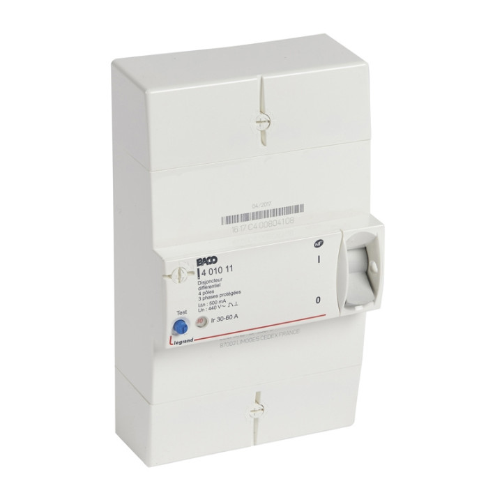 Legrand - Disjoncteur de branchement ERDF - 4P 30/60A 500 MA Instantané - Réf : 401011