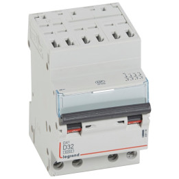 Legrand - Disjoncteur DX³ 6000-auto/vis-4P-400V~ 32A-10kA-courbe D-peigne HX³ opti 4P - 3M - Réf : 408136