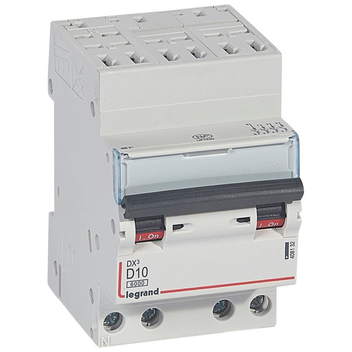 Legrand - Auto/vis-4P-400V 10A-10kA - courbe D - peigne HX³ opti 4P - 3M - Réf : 408132