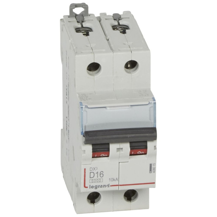 Legrand - Disjoncteur bipolaire DX3 16A - 10kA - courbe D - Réf : 408015