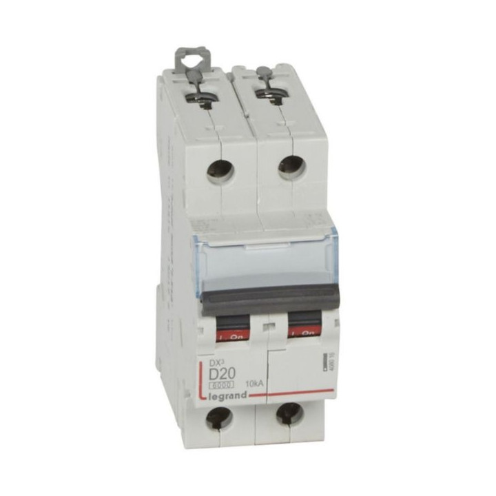 Legrand - Disjoncteur - 2P - 20A - Courbe D - DX3 6000/10kA - Vis/Vis - Réf : 408016