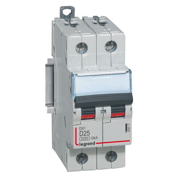 Legrand - Disjoncteur bipolaire DX3 25A - 10kA - courbe D - Réf : 408017