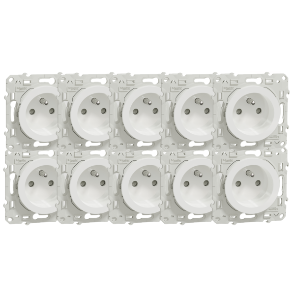 Schneider - Odace 2011 - LOT de 10 Prises de courant à puits - Blanc - Ref. : S520059x10