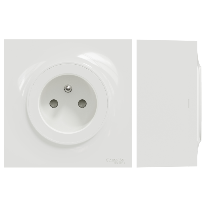Schneider - Odace 2011 - Prise + Plaque + cadre saillie 1 poste - Blanc - Ref. : S520059 + S520762 + S520702